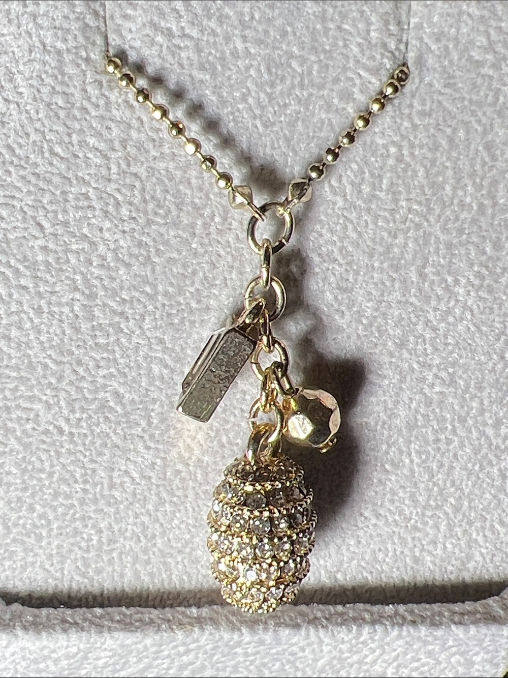 The Limited Gold Pave Egg Charm Layered Necklace